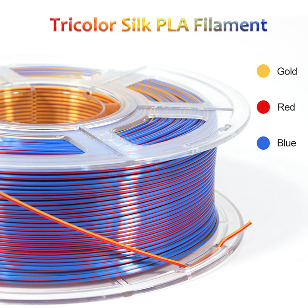 MINGDA Silk Tri-Color PLA Filament, 1,75mm für 3D-Drucker, Filament PLA Glänzendes Filament 1kg (2,2 lbs), Rotgold Blau