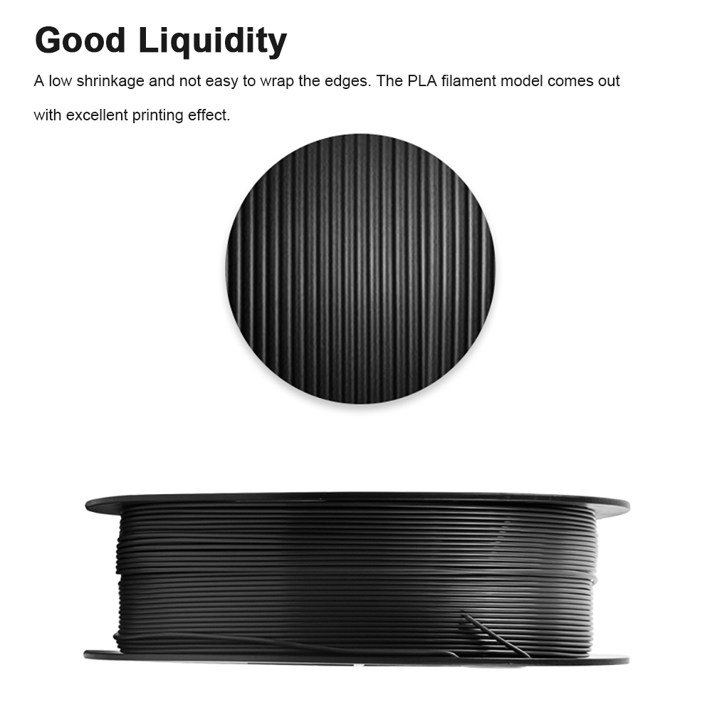 MINGDA Black Color PLA Filament, 1.75mm for 3D Printer, 1kg(2.2lbs), Black