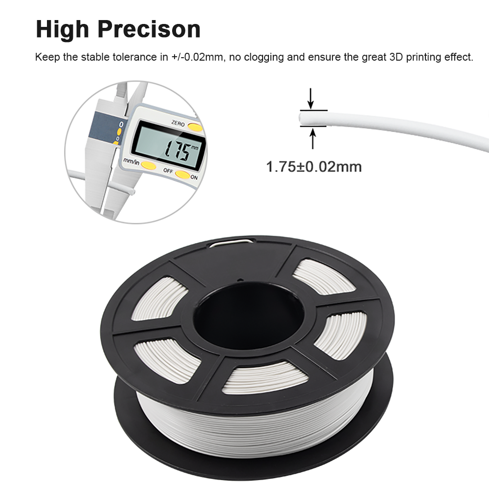 MINGDA White Color PLA Filament, 1.75mm for 3D Printer, 1kg(2.2lbs), White