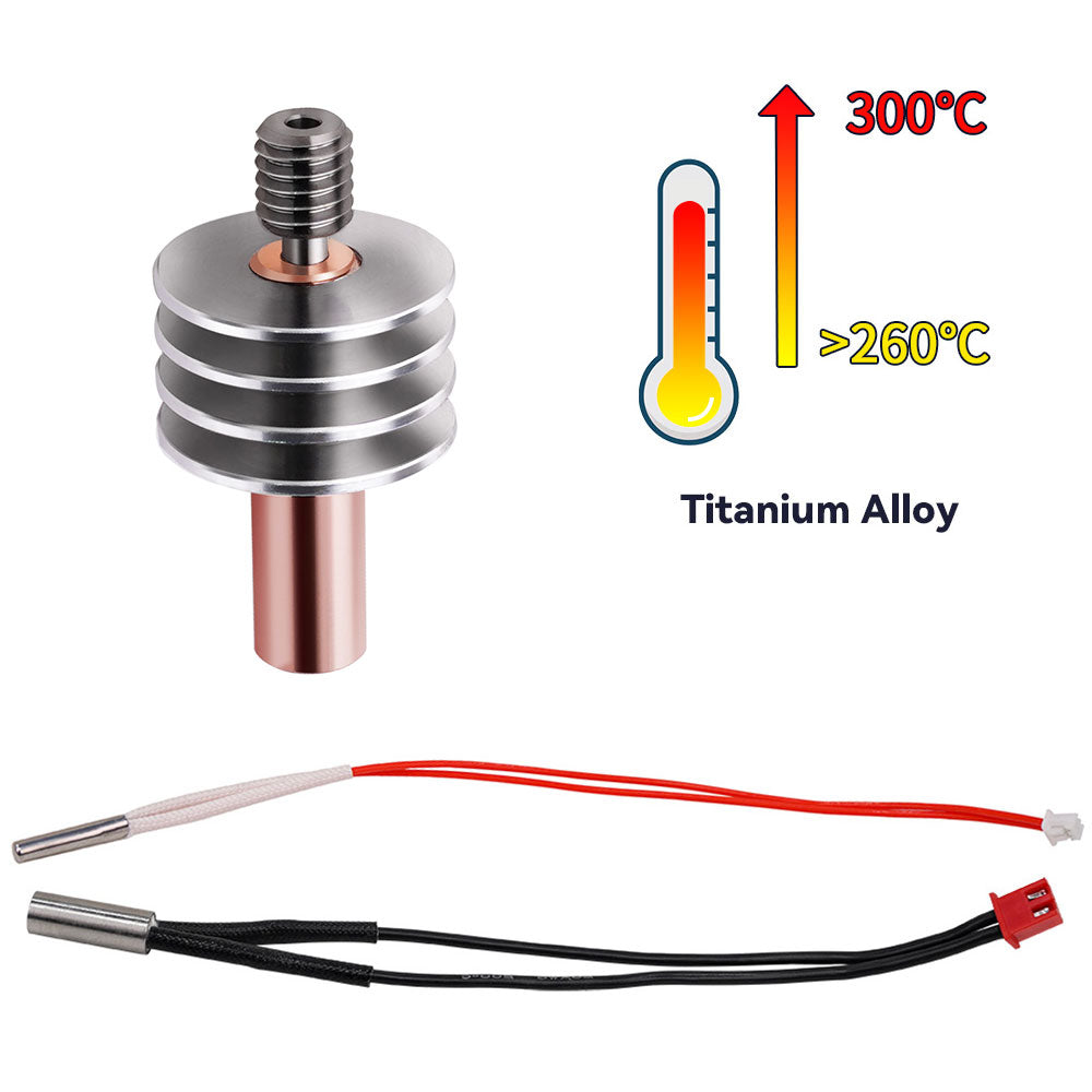 Upgrade All Metal Heatbreak, High-Temperature Metal Titanium Alloy Throat Tube Replacement Fits + Thermistor for Magician Series 3D Printer